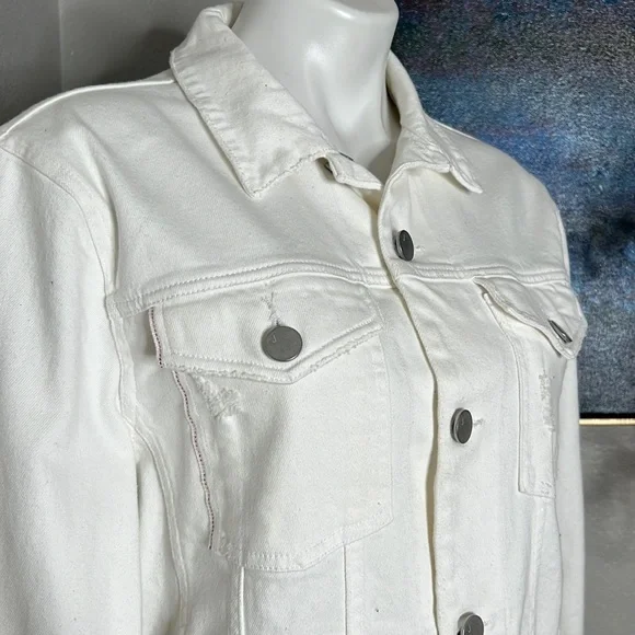 NWT J Brand Men's White Noah Distressed Denim Jacket In Jortis Size M JB002073
